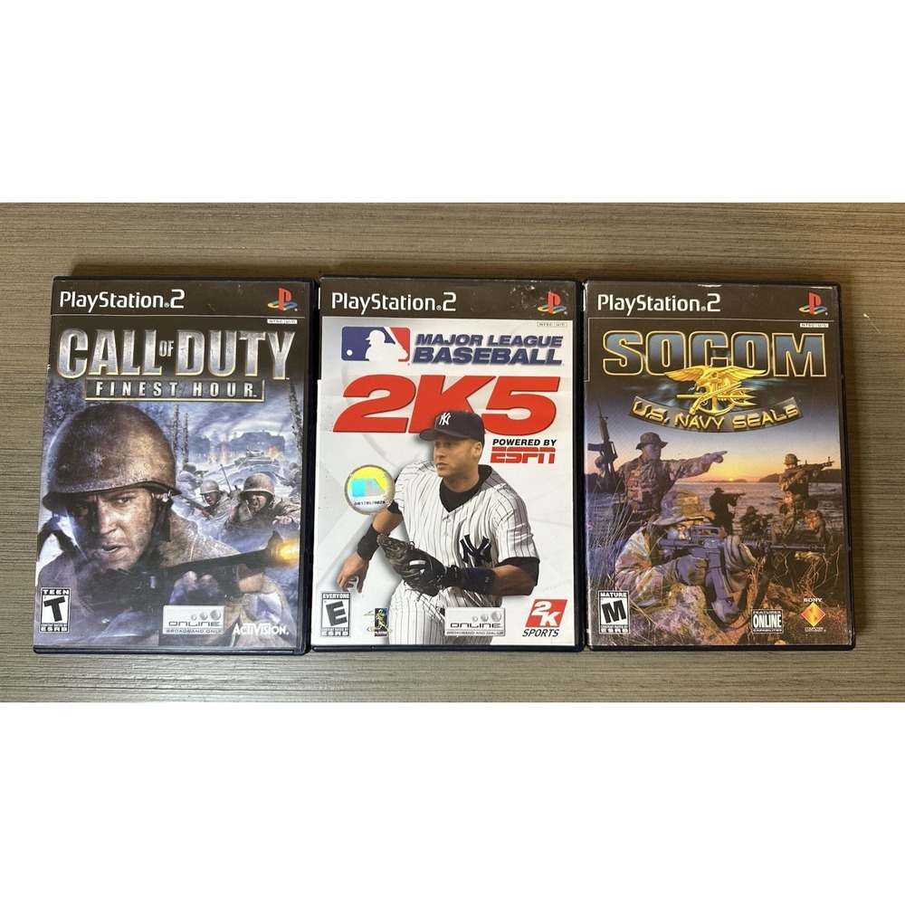 PS2 Games Lot - Call Of Duty Finest Hour CIB, SOCOM: US Navy Seals, MLB 2k5 CIB